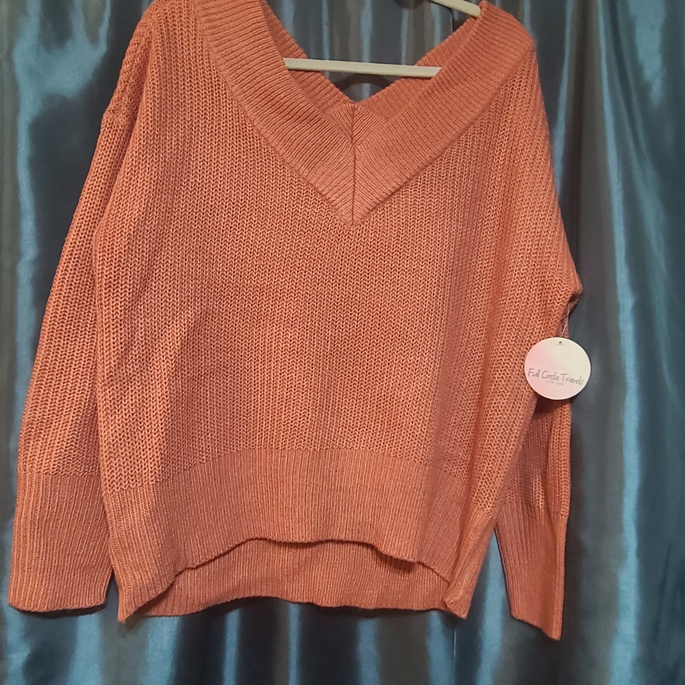 XL Melon Crochet Full Circle Trends Sweater
